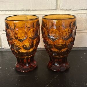 Vintage Imperial Glass - Provincial Ice Tea Tumblers/Glasses - Amber - Set of 2